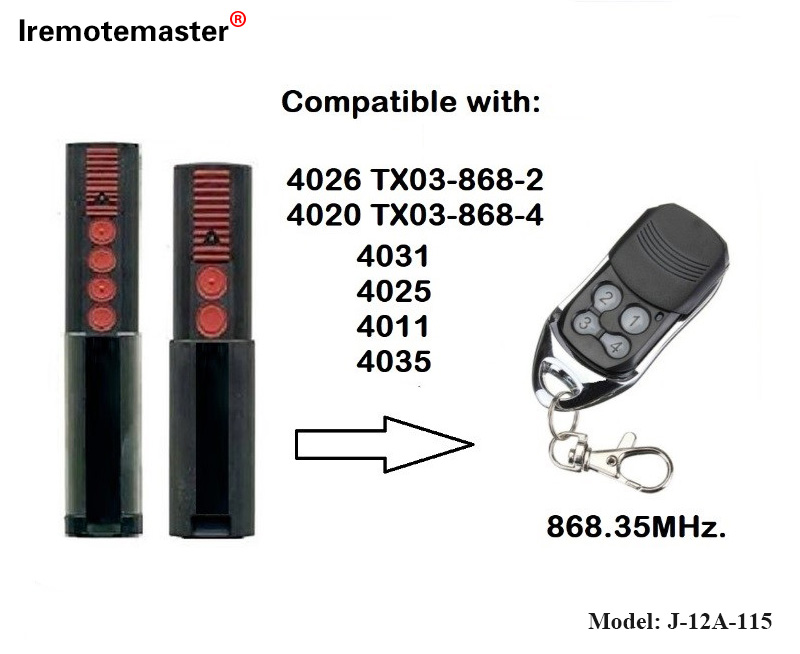 För 4020 4026 TX03-868-4 Fjärrkontroll 868mhz TX03-8-4 Rolling Code